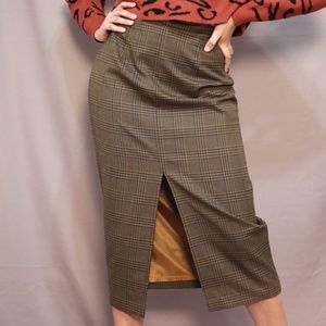 VINTAGE HIGH WAIST PLAID SKIRT